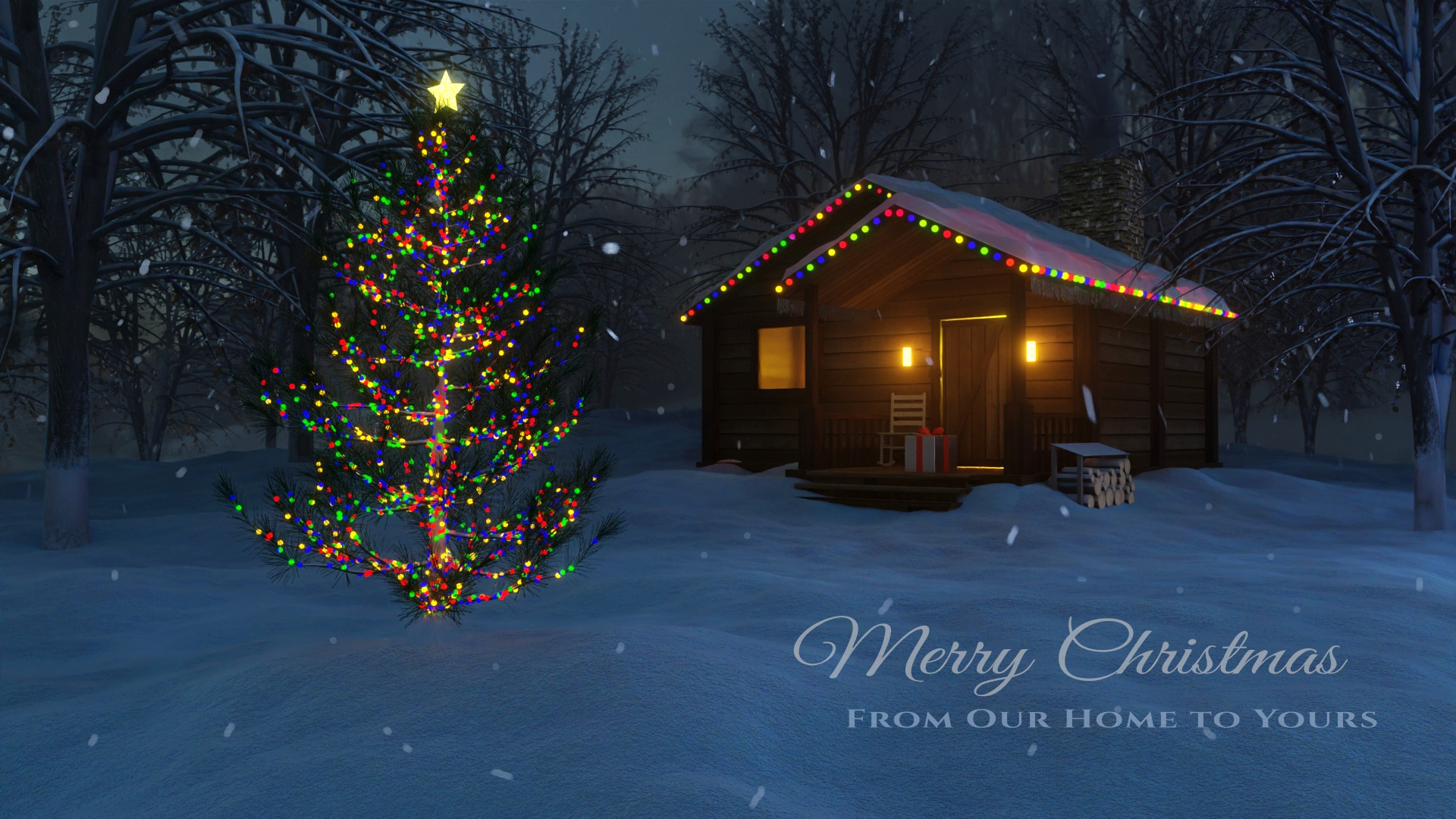 Snowy Cabin ~ Merry Christmas